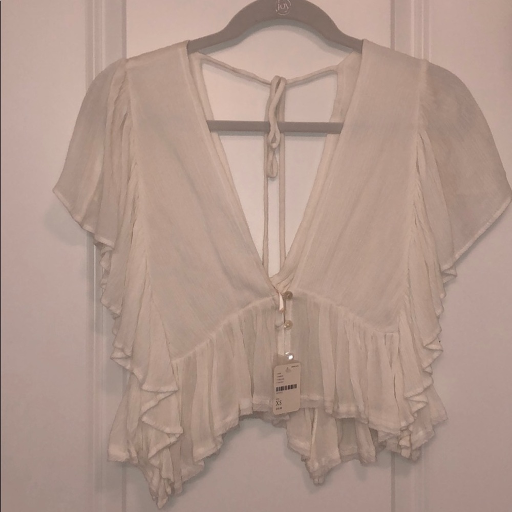 Free people white cropped flow shirt